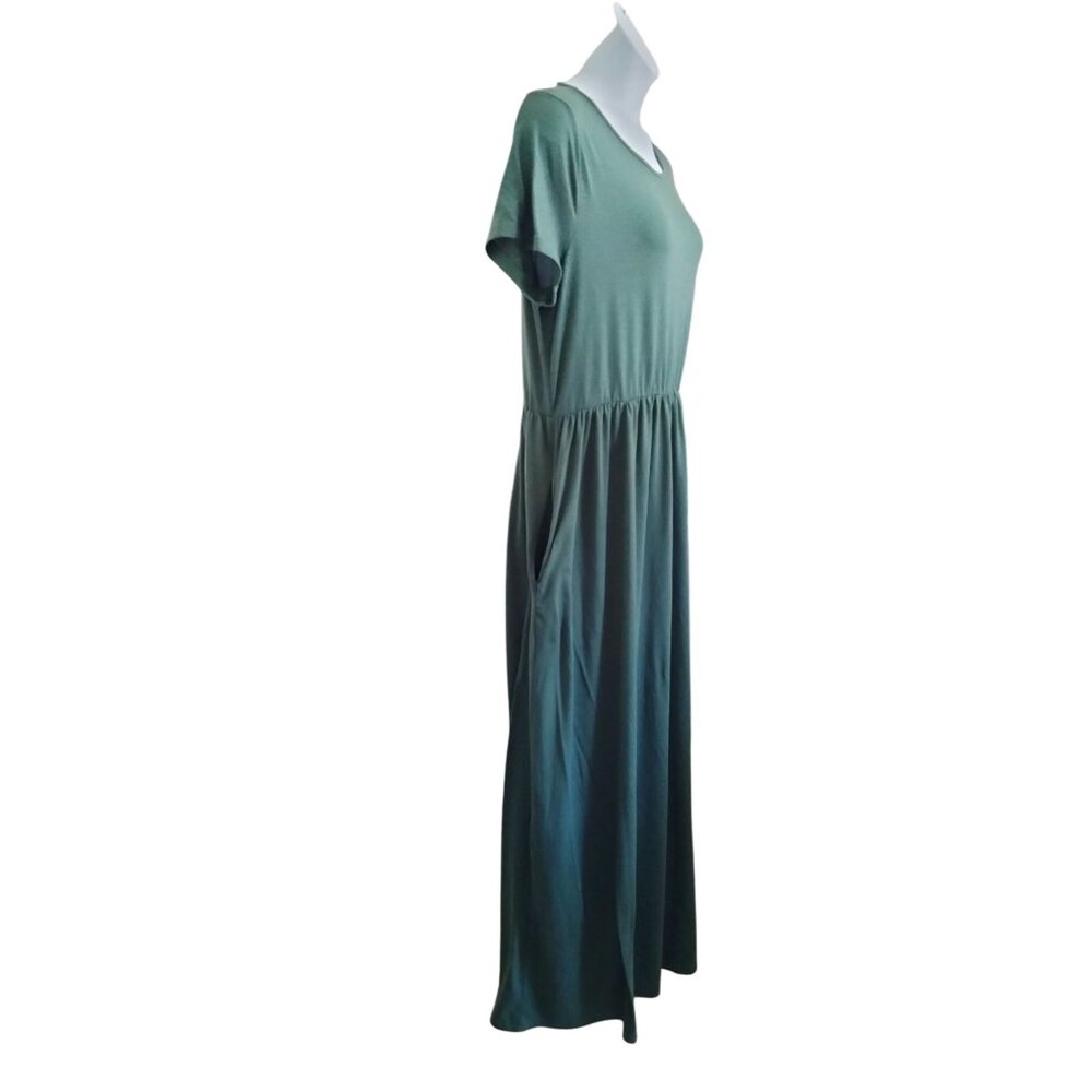 Nemidor Size XXL Maxi Dress Womens Green Short Sleeves Soft Fabric Pockets - Picture 3 of 11